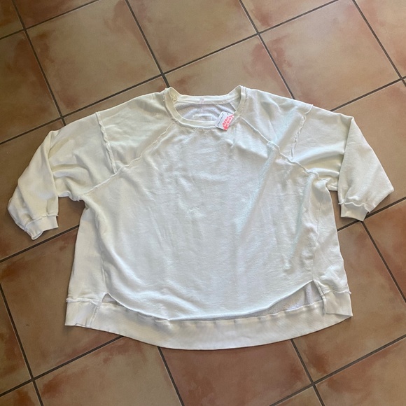 NWT $78 Free People Movement One To Beat Pullover Size S Ivory Sweatshirt - Picture 5 of 7